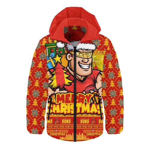 Gold Coast SUNS Hooded Padded Jacket Festive Holiday Merry Christmas Vibe
