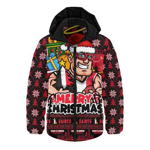 St Kilda Hooded Padded Jacket Festive Holiday Merry Christmas Vibe