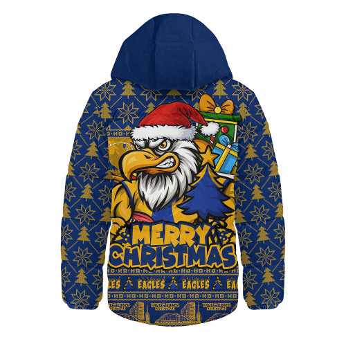 West Coast Eagles Hooded Padded Jacket Festive Holiday Merry Christmas Vibe
