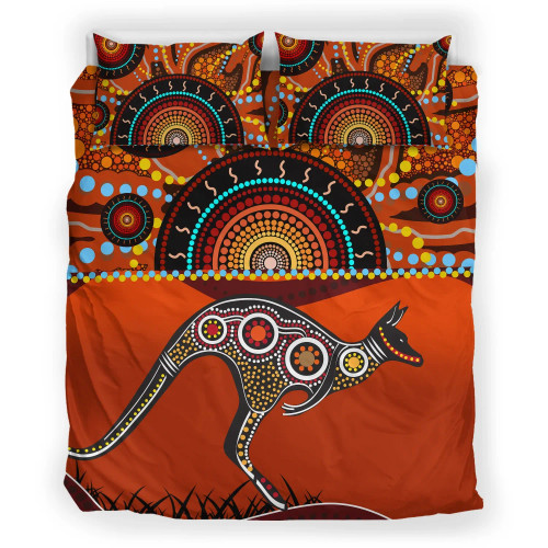 Australia Aboriginal Bedding Set - Kangaroo With Dot Painting Australia Aboriginal Bedding Set - Kangaroo With Dot Painting