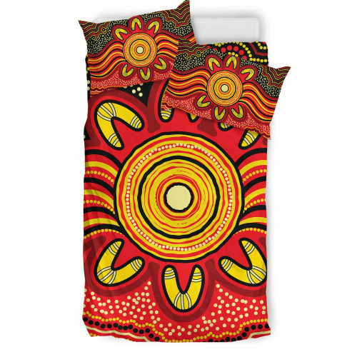 Australia Aboriginal Bedding Set - Aboriginal Dot Art Painting VER 12 Australia Aboriginal Bedding Set - Aboriginal Dot Art Painting VER 12