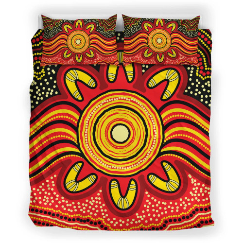 Australia Aboriginal Bedding Set - Aboriginal Dot Art Painting VER 12 Australia Aboriginal Bedding Set - Aboriginal Dot Art Painting VER 12