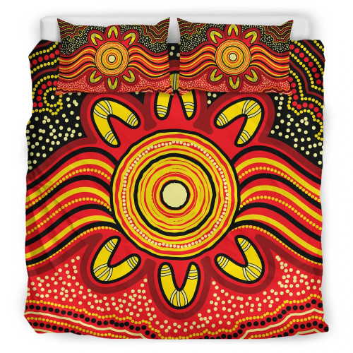 Australia Aboriginal Bedding Set - Aboriginal Dot Art Painting VER 12 Australia Aboriginal Bedding Set - Aboriginal Dot Art Painting VER 12
