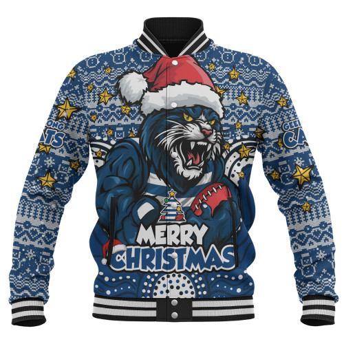 Geelong Cats Baseball Jacket Ugly Christmas Knit Patterns Vintage Jersey
