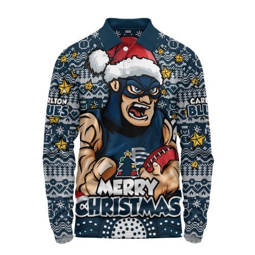 Carlton Long Sleeve Polo Shirt Ugly Christmas Knit Patterns Vintage Jersey
