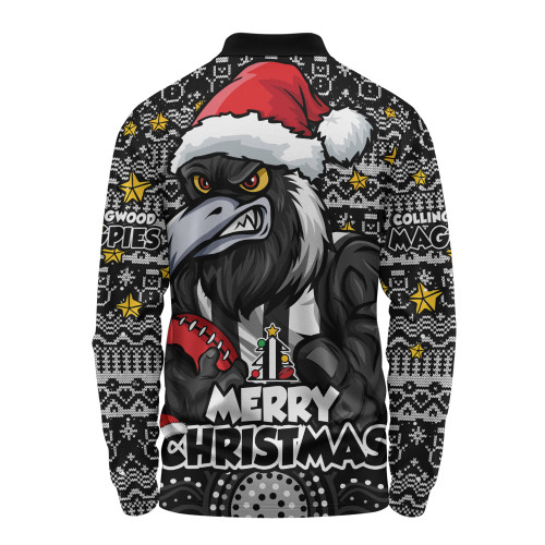 Collingwood Long Sleeve Polo Shirt Ugly Christmas Knit Patterns Vintage Jersey
