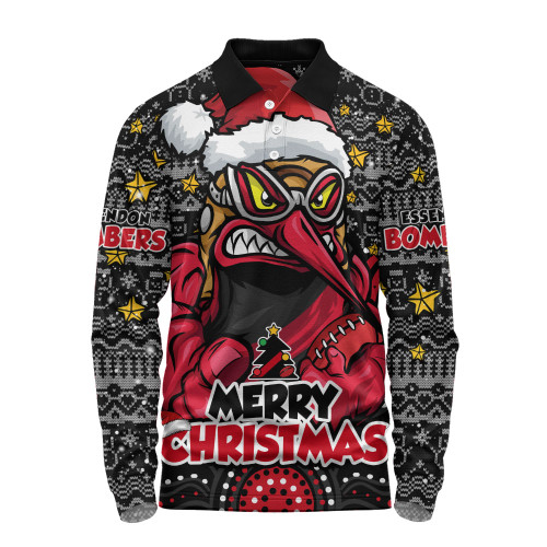 Essendon Long Sleeve Polo Shirt Ugly Christmas Knit Patterns Vintage Jersey
