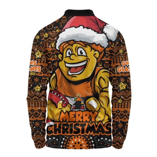 GWS GIANTS Long Sleeve Polo Shirt Ugly Christmas Knit Patterns Vintage Jersey