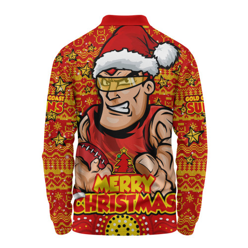 Gold Coast SUNS Long Sleeve Polo Shirt Ugly Christmas Knit Patterns Vintage Jersey