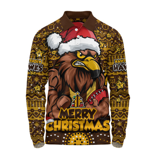 Hawthorn Long Sleeve Polo Shirt Ugly Christmas Knit Patterns Vintage Jersey