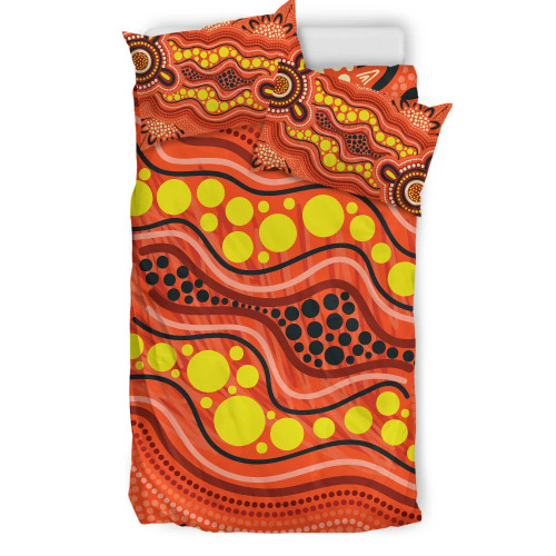 Australia Aboriginal Bedding Set - Aboriginal Dot Art Painting Ver 15