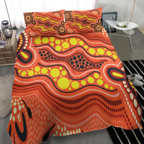 Australia Aboriginal Bedding Set - Aboriginal Dot Art Painting Ver 15 Australia Aboriginal Bedding Set - Aboriginal Dot Art Painting Ver 15