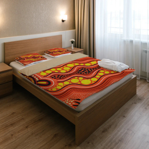 Australia Aboriginal Bedding Set - Aboriginal Dot Art Painting Ver 15 Australia Aboriginal Bedding Set - Aboriginal Dot Art Painting Ver 15