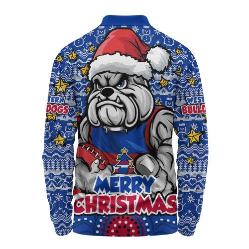 Western Bulldogs Long Sleeve Polo Shirt Ugly Christmas Knit Patterns Vintage Jersey