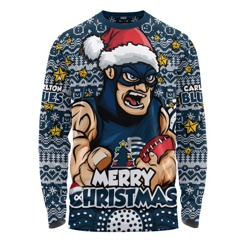 Carlton Long Sleeve T-shirt Ugly Christmas Knit Patterns Vintage Jersey