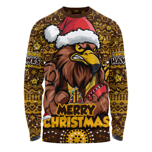 Hawthorn Long Sleeve T-shirt Ugly Christmas Knit Patterns Vintage Jersey