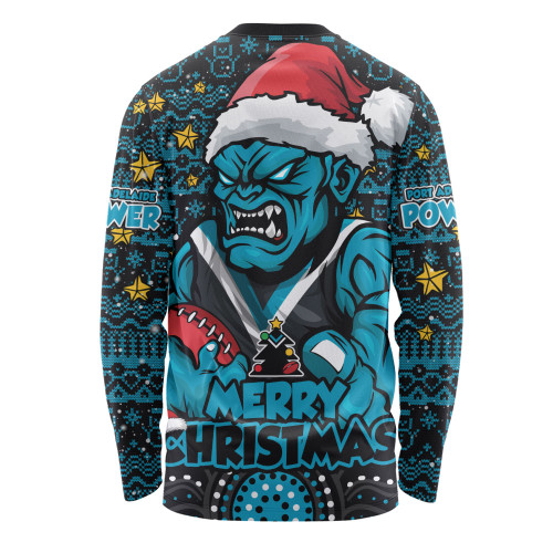 Port Adelaide Long Sleeve T-shirt Ugly Christmas Knit Patterns Vintage Jersey