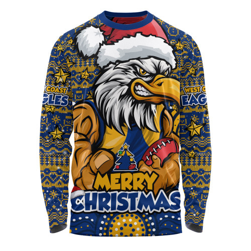 West Coast Eagles Long Sleeve T-shirt Ugly Christmas Knit Patterns Vintage Jersey
