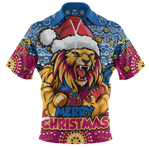 Brisbane Lions Zip Polo Shirt Ugly Christmas Knit Patterns Vintage Jersey