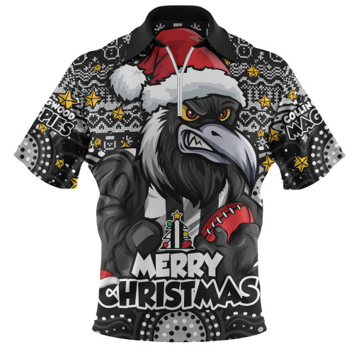 Collingwood Zip Polo Shirt Ugly Christmas Knit Patterns Vintage Jersey