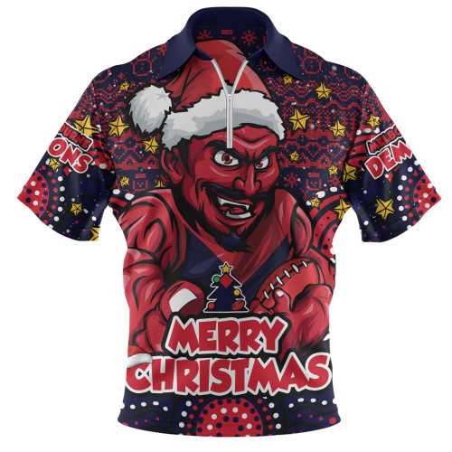 Melbourne Zip Polo Shirt Ugly Christmas Knit Patterns Vintage Jersey