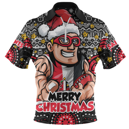 St Kilda Zip Polo Shirt Ugly Christmas Knit Patterns Vintage Jersey