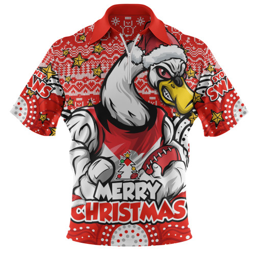 Sydney Swans Zip Polo Shirt Ugly Christmas Knit Patterns Vintage Jersey