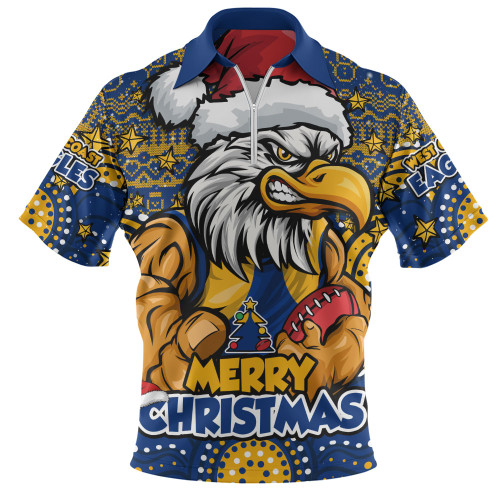 West Coast Eagles Zip Polo Shirt Ugly Christmas Knit Patterns Vintage Jersey
