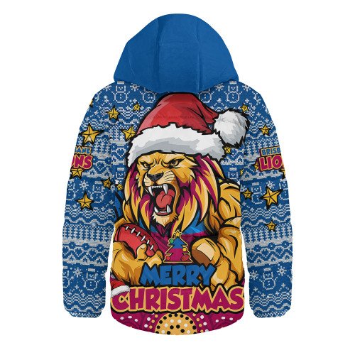 Brisbane Lions Hooded Padded Jacket Ugly Christmas Knit Patterns Vintage Jersey