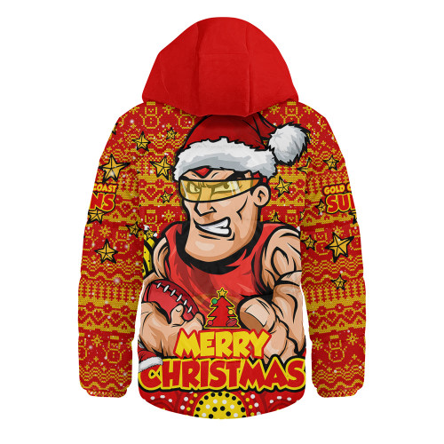 Gold Coast SUNS Hooded Padded Jacket Ugly Christmas Knit Patterns Vintage Jersey