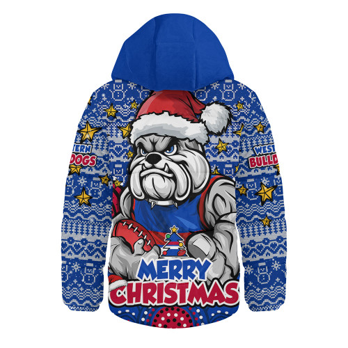 Western Bulldogs Hooded Padded Jacket Ugly Christmas Knit Patterns Vintage Jersey