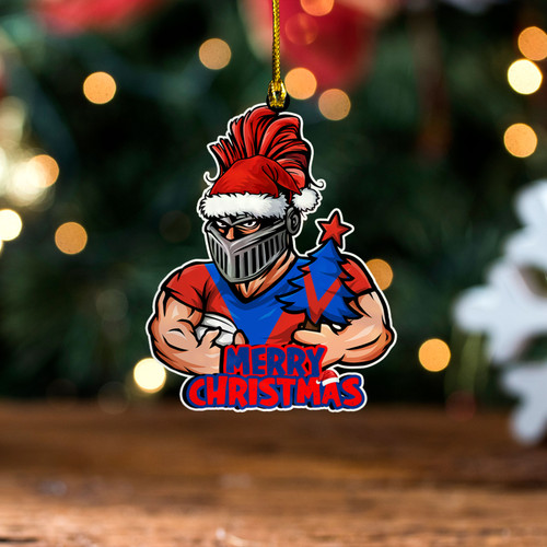 Newcastle Knights Wood Acrylic Ornament Merry Christmas Tough Edition