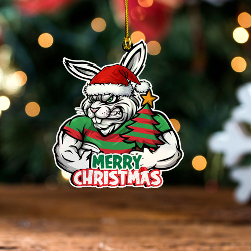 South Sydney Rabbitohs Wood Acrylic Ornament Merry Christmas Tough Edition