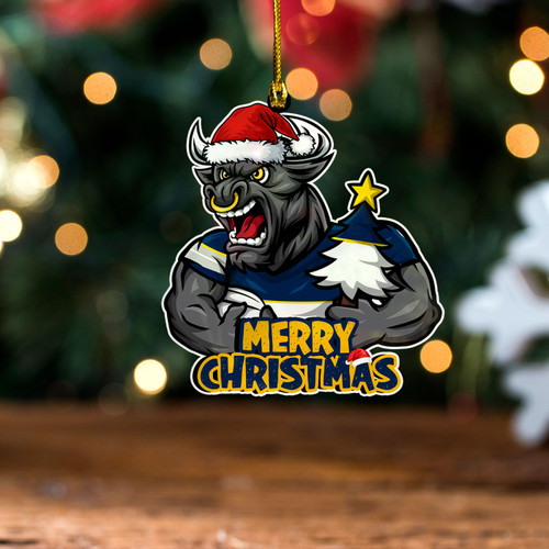 North Queensland Cowboys Wood Acrylic Ornament Merry Christmas Tough Edition