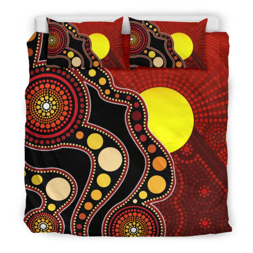 Australia Aboriginal Bedding Set - Australia Aboriginal Lives Matter Flag Circle Dot Painting Art Bedding Set Australia Aboriginal Bedding Set - Australia Aboriginal Lives Matter Flag Circle Dot Painting Art Bedding Set