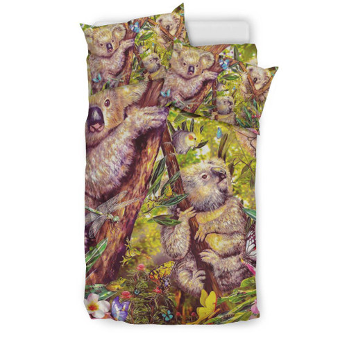 Australia Koala Bedding Set - 3D Koala with Waratah Flower Bedding Set Australia Koala Bedding Set - 3D Koala with Waratah Flower Bedding Set