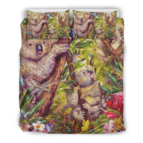 Australia Koala Bedding Set - 3D Koala with Waratah Flower Bedding Set Australia Koala Bedding Set - 3D Koala with Waratah Flower Bedding Set