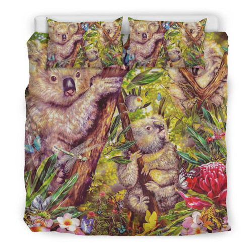Australia Koala Bedding Set - 3D Koala with Waratah Flower Bedding Set Australia Koala Bedding Set - 3D Koala with Waratah Flower Bedding Set