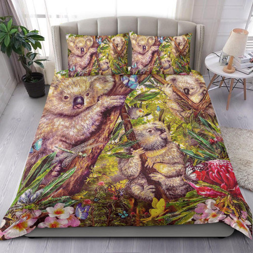 Australia Koala Bedding Set - 3D Koala with Waratah Flower Bedding Set Australia Koala Bedding Set - 3D Koala with Waratah Flower Bedding Set
