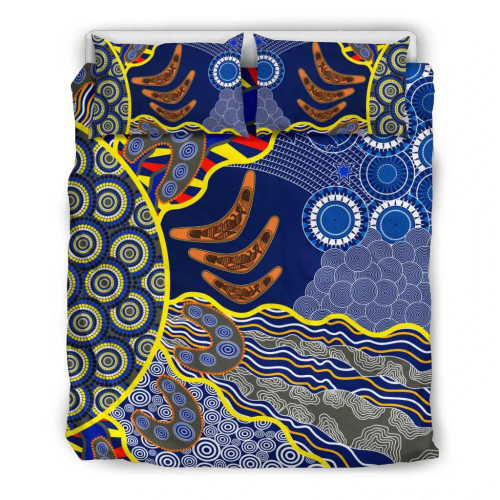Australia Aboriginal Bedding Set - Australian Boomerang Dot Painting Art Australia Aboriginal Bedding Set - Australian Boomerang Dot Painting Art