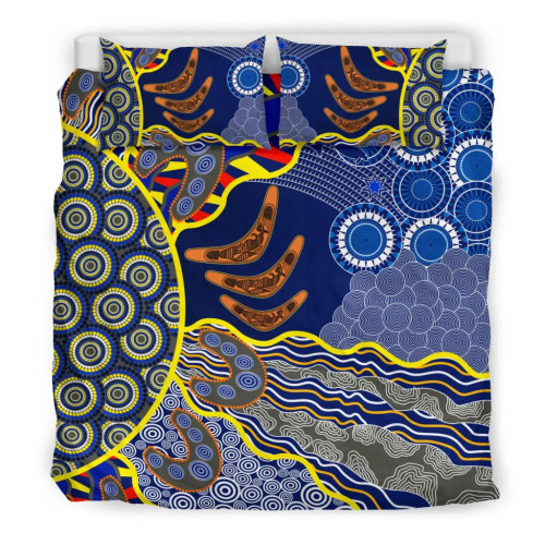 Australia Aboriginal Bedding Set - Australian Boomerang Dot Painting Art Australia Aboriginal Bedding Set - Australian Boomerang Dot Painting Art