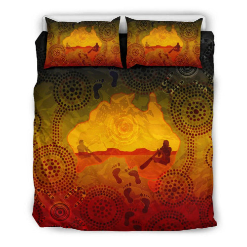 Australia Aboriginal Bedding Set - Australian Map with Indigenous Color Australia Aboriginal Bedding Set - Australian Map with Indigenous Color
