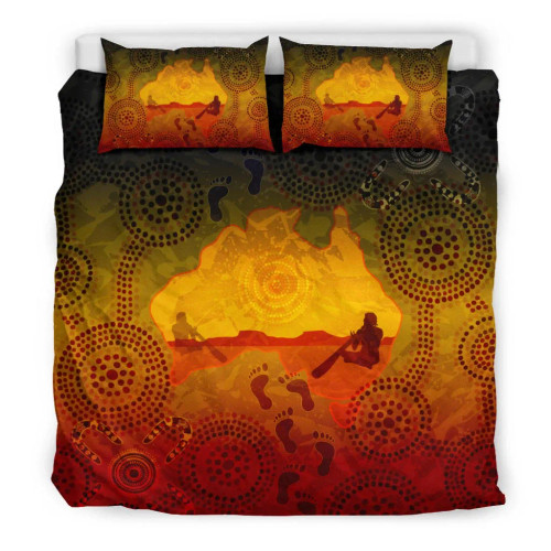 Australia Aboriginal Bedding Set - Australian Map with Indigenous Color Australia Aboriginal Bedding Set - Australian Map with Indigenous Color