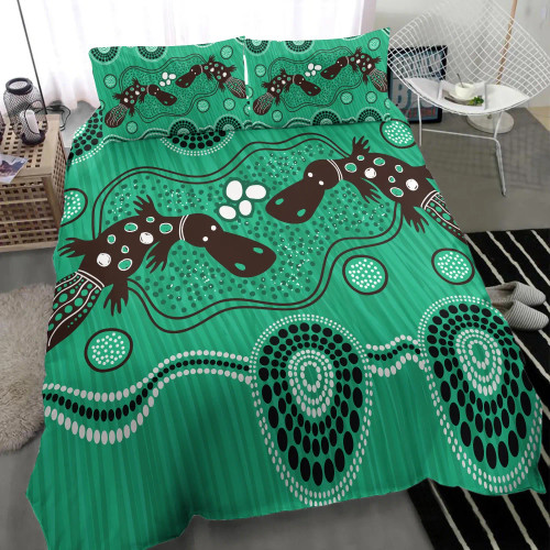 Australia Aboriginal Bedding Set - Indigenous Platypus Ver 12 Australia Aboriginal Bedding Set - Indigenous Platypus Ver 12