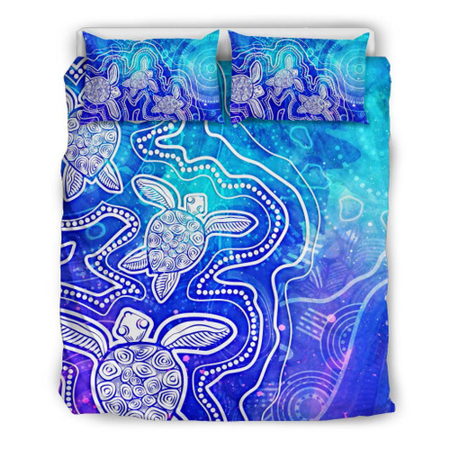 Australia Aboriginal Bedding Set - Sea Turtle With Indigenous Patterns (Blue) Australia Aboriginal Bedding Set - Sea Turtle With Indigenous Patterns (Blue)