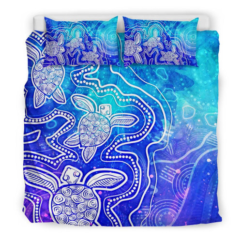 Australia Aboriginal Bedding Set - Sea Turtle With Indigenous Patterns (Blue) Australia Aboriginal Bedding Set - Sea Turtle With Indigenous Patterns (Blue)