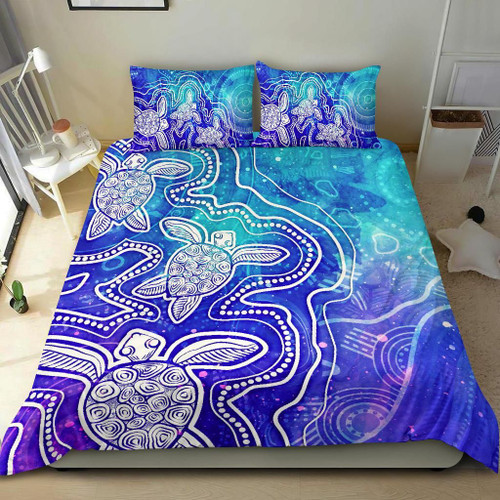 Australia Aboriginal Bedding Set - Sea Turtle With Indigenous Patterns (Blue) Australia Aboriginal Bedding Set - Sea Turtle With Indigenous Patterns (Blue)