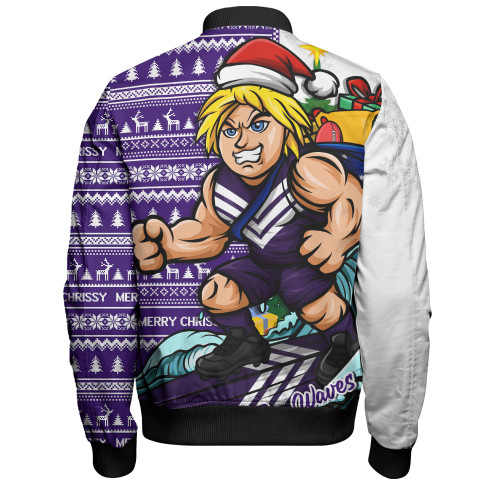 Fremantle Bomber Jacket Christmas Holiday Santa Rides The Waves