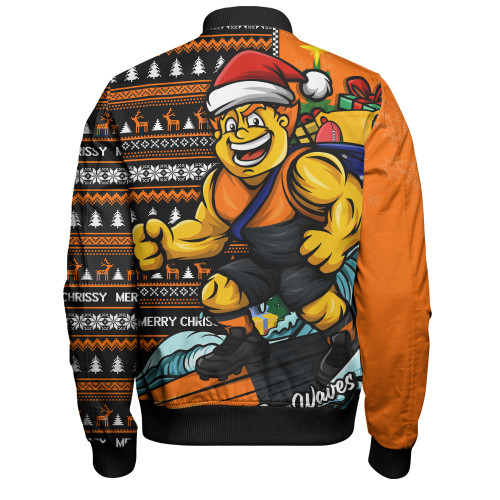 GWS GIANTS Bomber Jacket Christmas Holiday Santa Rides The Waves