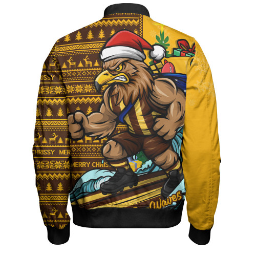 Hawthorn Bomber Jacket Christmas Holiday Santa Rides The Waves